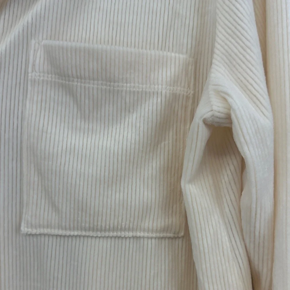 Soma Velvety Rib Pajama Lounge Set M Beige Soft Knit Notch Collar Top Pants